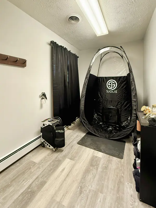 Dedicated spray tanning room at Royal Glow Beauty and Esthetics in Boardman Ohio